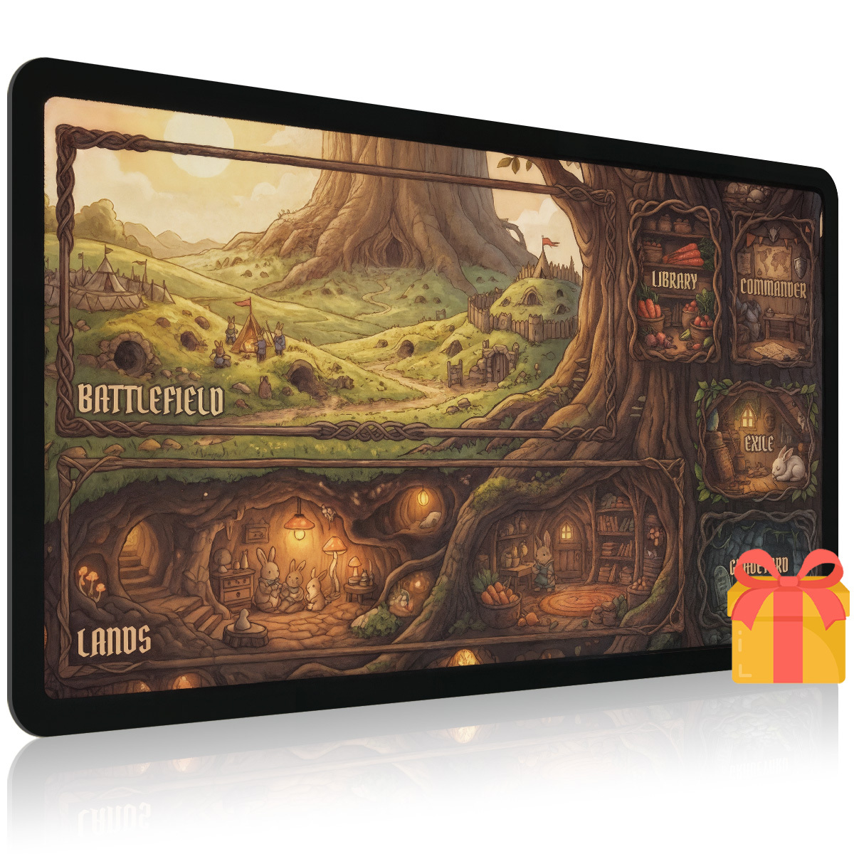 Fantasy Forest Rabbit Treehouse Playmat, Gaming Mat